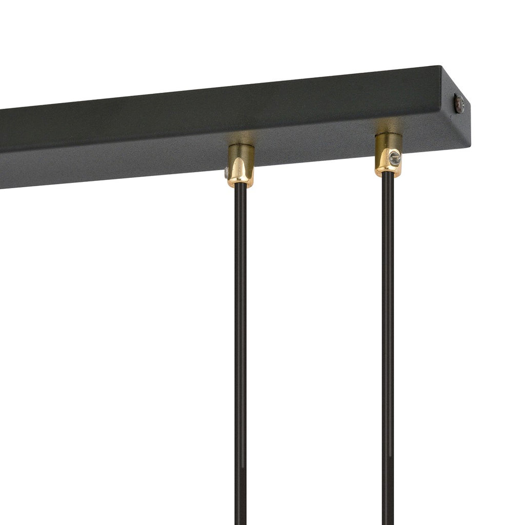 Hanglamp 3-lichts gepoedercoat staal en glas, retro Glam, zwart met witte glazen kappen Ø 15 cm, verstelbare hoogte