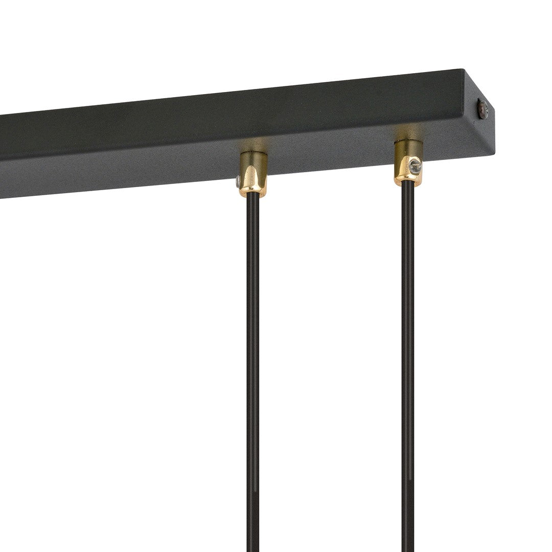 Hanglamp 3-lichts gepoedercoat staal en glas, retro Glam, zwart met witte glazen kappen Ø 15 cm, verstelbare hoogte