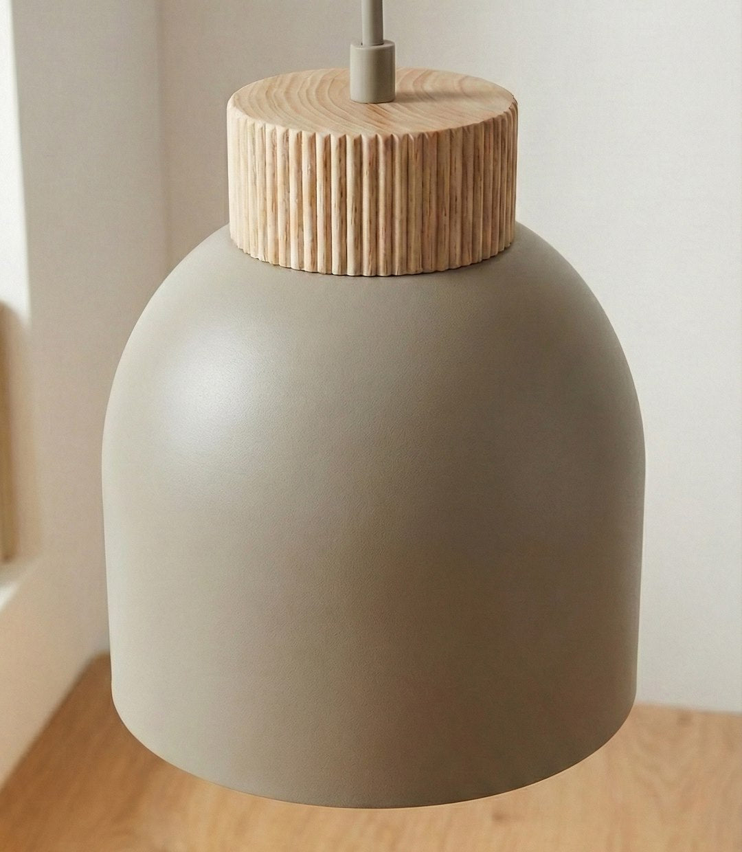 Hanglamp 3 lichts gepoedercoat staal en multiplex Vigo, beige, 84 cm, voor kookeiland of eettafel