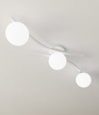 Plafondlamp gepoedercoat staal Opus 3 lichts, wit met opaalglazen kappen, 3 x E14 – woonkamer, eetkamer en slaapkamer