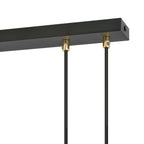 Hanglamp 3-lichts gepoedercoat staal en glas, retro glam, zwart met transparante kappen – 70 x 115 cm