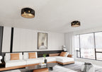 Plafondlamp gepoedercoat staal industrieel Aston zwart en goud, Ø 50 cm, 3 fittingen E27