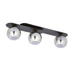 Plafondlamp gepoedercoat staal en glas Plaza, zwart met grafiet glazen kappen, 3 lichts, E14 – 70 x 18 cm