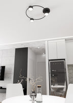 Plafondlamp gepoedercoat staal minimalistisch Lucio zwart, 3 fittingen, 48 x 44 cm