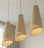 Hanglamp staal modern Moda rotankleurig 95 cm breed, 3 fittingen E27, voor woonkamer of eethoek