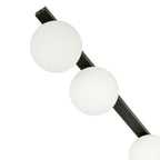 Plafondlamp gepoedercoat staal en glas Fit zwart met witte glazen kappen, 3 lichtpunten E14, 70 cm breed