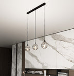 Hanglamp 3-lichts gepoedercoat staal en glas, Cosmo, zwart met grafiet glas, 70 x 100 cm, eettafel en woonkamer