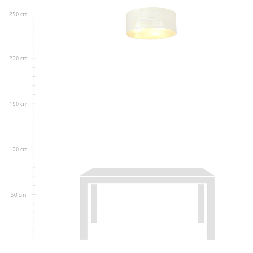 Plafondlamp staal industrieel Aston 3 wit met goud, Ø 50 cm, 3 fittingen E27 voor woonkamer en eetkamer