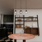 Hanglamp 3-lichts gepoedercoat staal en glas, Istar, zwart met amber, grafiet en transparant glas, 70 x 100 cm
