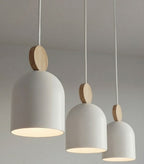 Hanglamp 3-lichts gepoedercoat staal en hout, Scandinavisch Mesi, wit, 66 cm, verstelbare hoogte