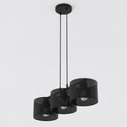 Hanglamp gepoedercoat staal modern Lux zwart, 3 lichtpunten, kap Ø 20 cm, 70 cm breed, voor eettafel of kookeiland