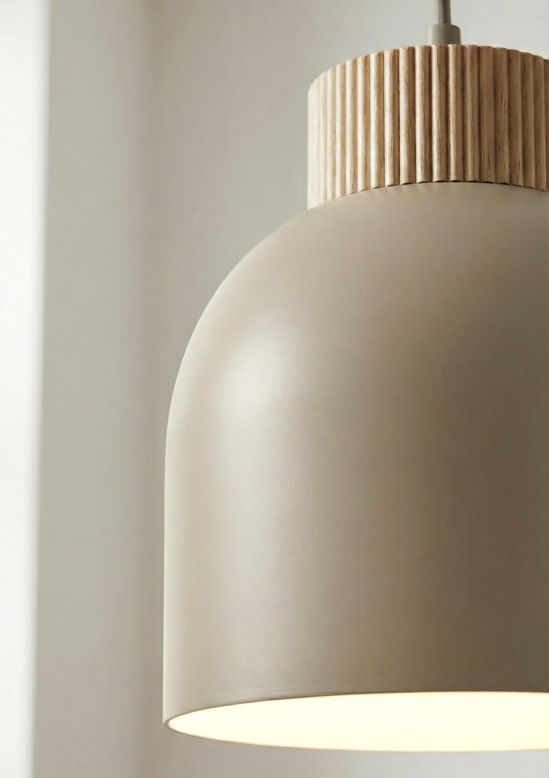Hanglamp 3 lichts gepoedercoat staal en multiplex Vigo, beige, 84 cm, voor kookeiland of eettafel