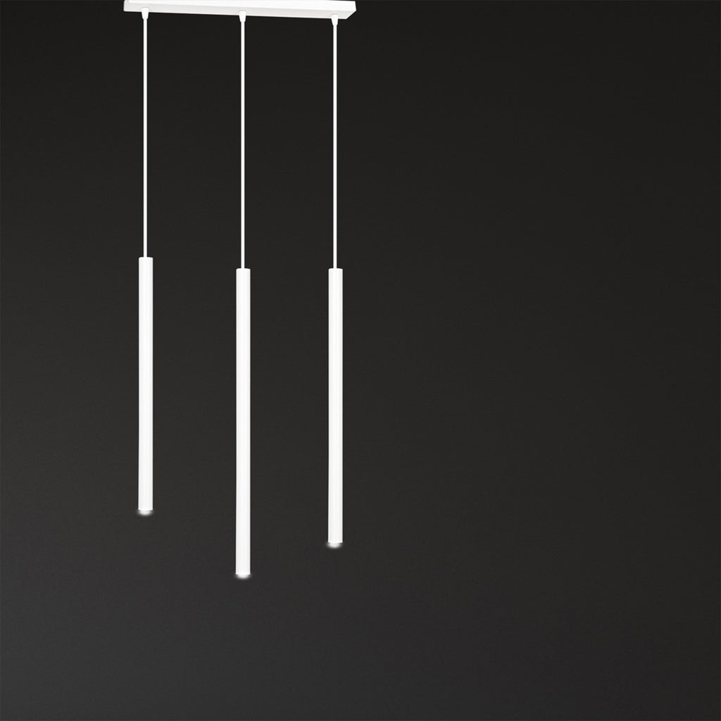 Hanglamp gepoedercoat staal Selter 3 lichts minimalistisch wit, 45 x 6 x 120 cm, voor woonkamer en eetkamer