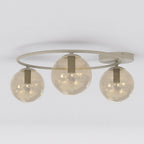 Plafondlamp gepoedercoat staal en glas Sopra, beige met amber glazen kappen, 3 lichtpunten, woonkamer, slaapkamer en hal