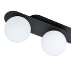 Plafondlamp Plaza gepoedercoat staal en glas, modern, zwart met witte glazen kappen, 3 lichts, 70 cm breed