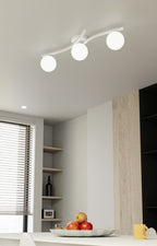 Plafondlamp gepoedercoat staal Opus 3 lichts, wit met opaalglazen kappen, 3 x E14 – woonkamer, eetkamer en slaapkamer