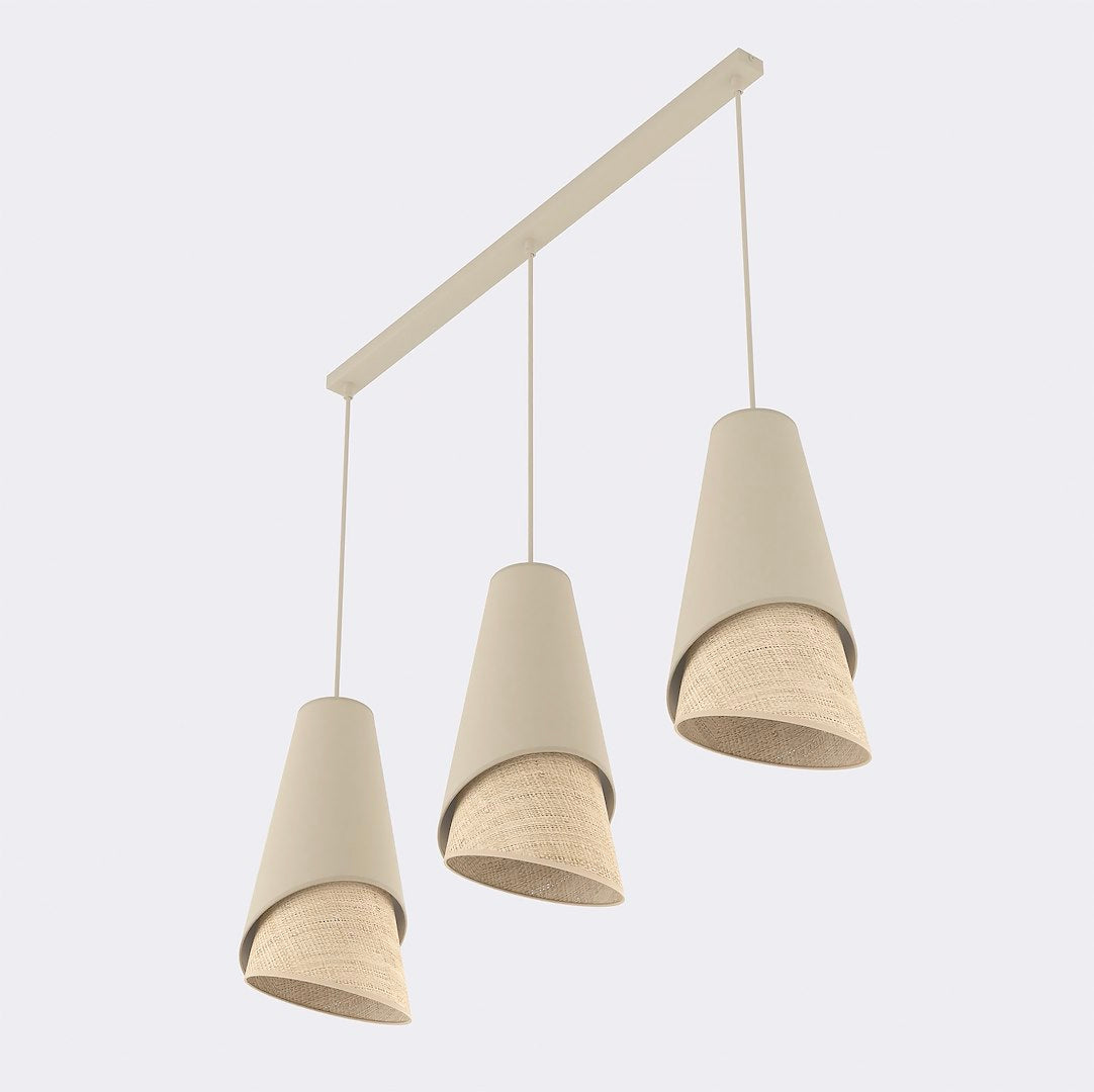 Hanglamp staal modern Moda rotankleurig 95 cm breed, 3 fittingen E27, voor woonkamer of eethoek