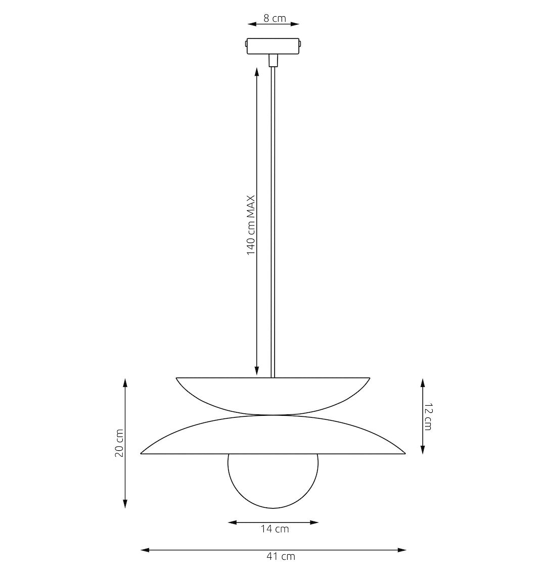 Hanglamp gepoedercoat staal en glas Nagoya, zwart en beige, Ø 41 cm, voor eettafel en slaapkamer