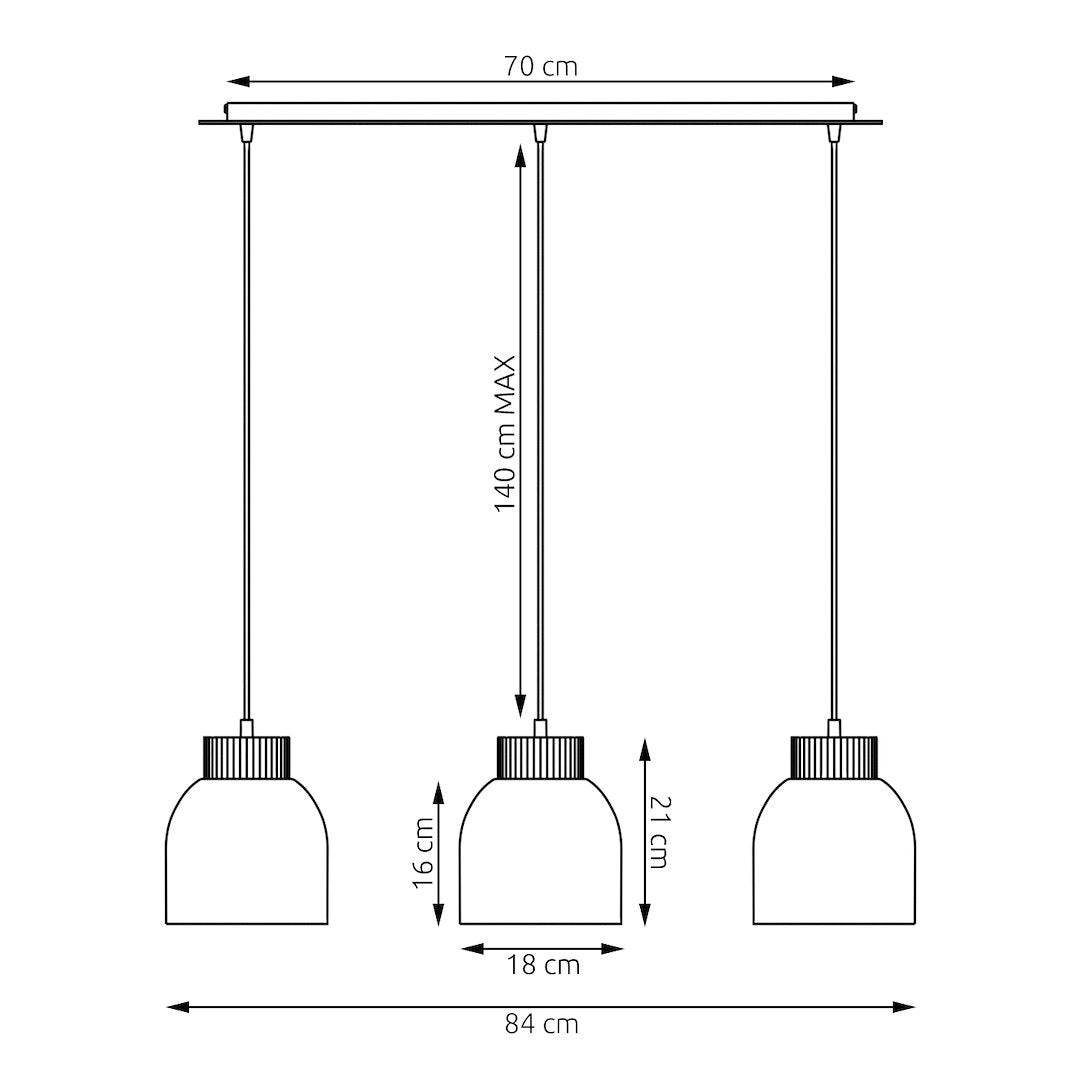 Hanglamp 3 lichts gepoedercoat staal en multiplex Vigo, beige, 84 cm, voor kookeiland of eettafel