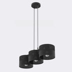 Hanglamp gepoedercoat staal en stof minimalistisch zwart met 3 kappen Ø 20 cm, voor keukeneiland en eettafel