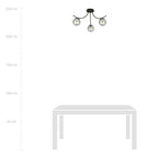 Plafondlamp gepoedercoat staal en glas Boston, zwart met grafiet kappen, 3 lichtpunten, 70 x 37 cm