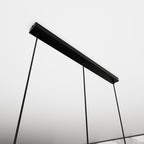 Hanglamp 3 lichts gepoedercoat staal en glas Istar, zwart met amber glazen kappen, verstelbaar, eettafel