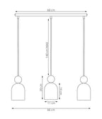 Hanglamp 3 lichts gepoedercoat staal en hout, Scandinavisch Mesi, zwart, 66 cm breed, voor kookeiland
