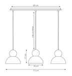Hanglamp gepoedercoat staal en hout Kaki Scandinavisch beige 73 cm, 3 lichtpunten met E27-fitting