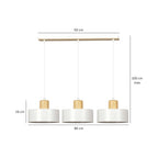 Hanglamp 3-lichts gepoedercoat staal en hout, Scandinavisch Torin, wit – 80 x 100 cm, voor woonkamer en eetkamer