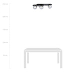 Plafondlamp gepoedercoat staal en glas Plaza, zwart met grafiet glazen kappen, 3 lichts, E14 – 70 x 18 cm