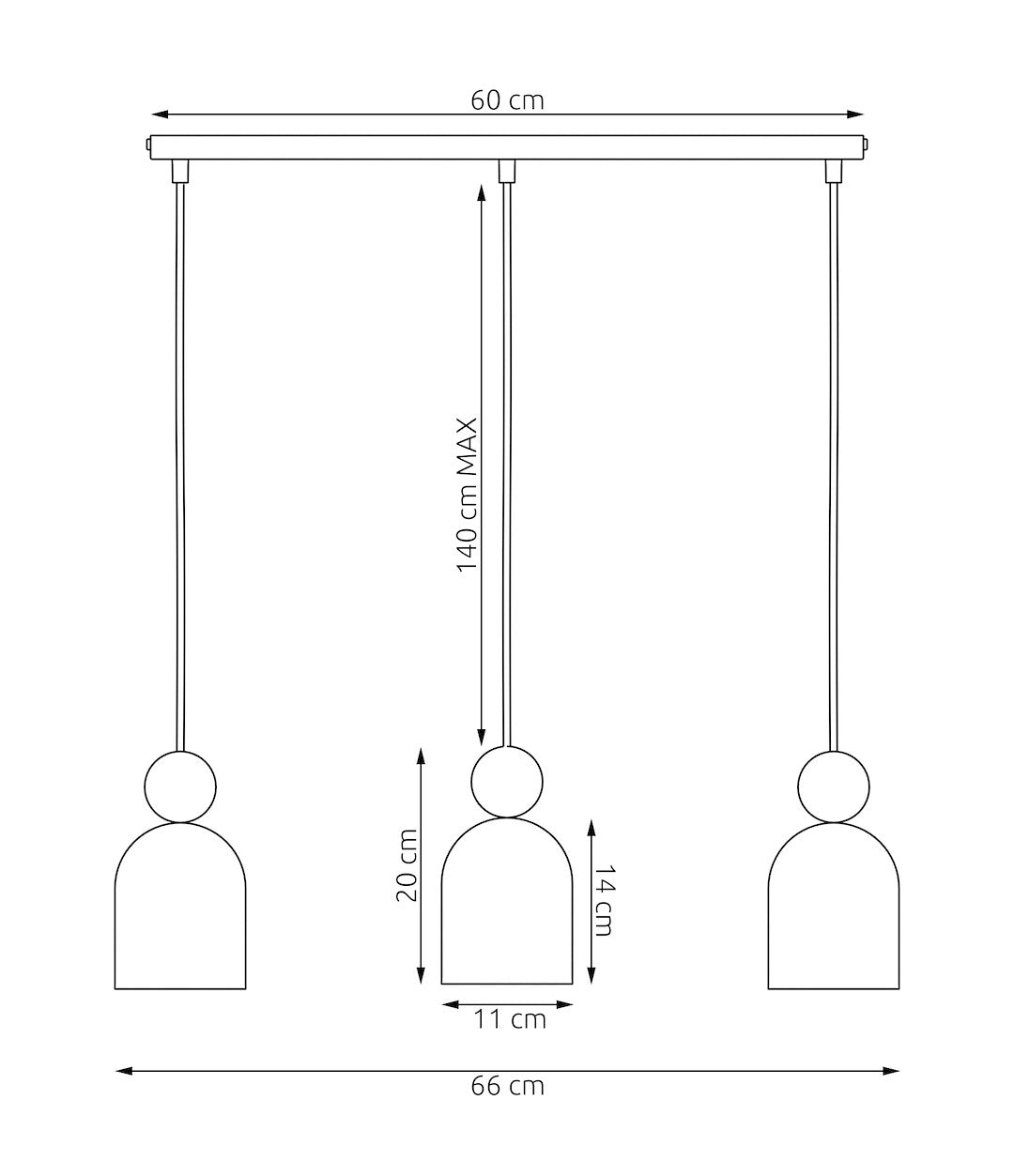 Hanglamp 3-lichts gepoedercoat staal en hout, Scandinavisch Mesi, wit, 66 cm, verstelbare hoogte