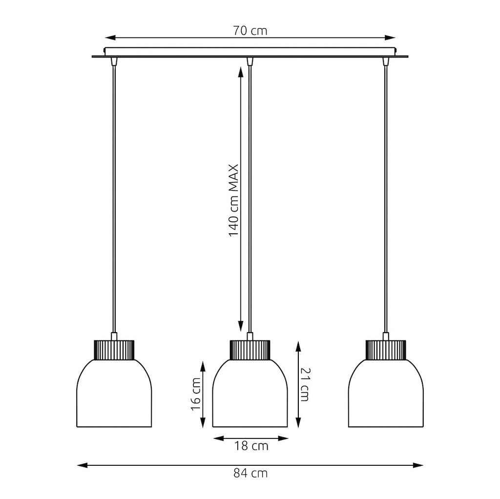 Hanglamp 3 lichts gepoedercoat staal en hout Vigo, Scandinavisch, zwart, 84 cm, boven eettafel of keukeneiland