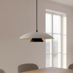 Hanglamp gepoedercoat staal Babel Scandinavisch wit met zwart, Ø 30 cm, voor eettafel en keukeneiland