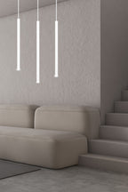 Hanglamp gepoedercoat staal Selter 3 lichts minimalistisch wit, 45 x 6 x 120 cm, voor woonkamer en eetkamer