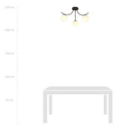 Plafondlamp gepoedercoat staal en glas Boston, zwart met wit glas, 3 lichtpunten E14, 70 cm breed