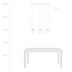Hanglamp gepoedercoat staal en glas Glam, wit met goudkleurige accenten, 3 lichts, 70 x 115 cm, verstelbaar