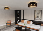 Plafondlamp gepoedercoat staal industrieel Aston zwart en goud, Ø 50 cm, 3 fittingen E27