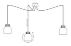 Hanglamp gepoedercoat staal en hout, Scandinavisch, model Kru, zwart, 3 fittingen E27, verstelbare hoogte