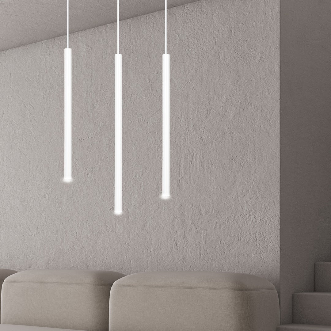 Hanglamp gepoedercoat staal Selter 3 lichts minimalistisch wit, 45 x 6 x 120 cm, voor woonkamer en eetkamer