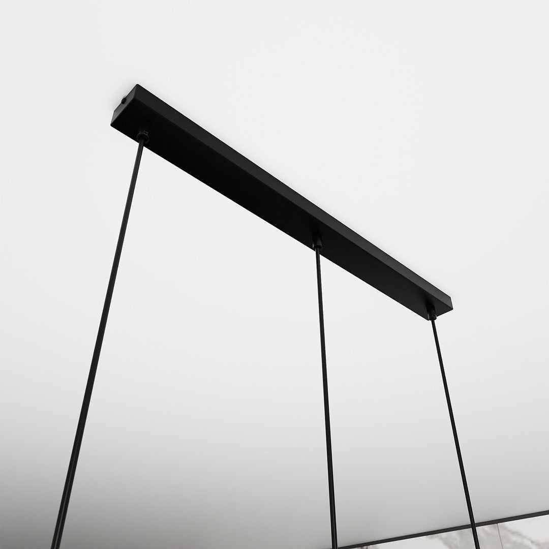 Hanglamp 3 lichts gepoedercoat staal en glas, modern Istar, zwart met grafiet kappen, 70 x 100 cm, E27
