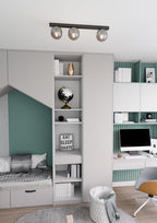 Plafondlamp gepoedercoat staal Fit 3 zwart met grafiet glazen kappen, 70 cm breed, voor woonkamer of keuken