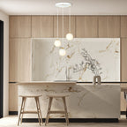 Hanglamp staal en glas Royal retro wit met goud, 3 lampen, kap Ø 14 cm, voor eettafel, keuken of woonkamer