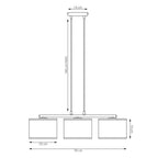 Hanglamp gepoedercoat staal en stof, modern Lux zwart met goud, kap Ø 20 cm, 3 lichts, voor eettafel en keukeneiland