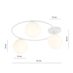Plafondlamp gepoedercoat staal en glas, minimalistisch wit, 3 lichts, 47 x 20 cm, opbouw