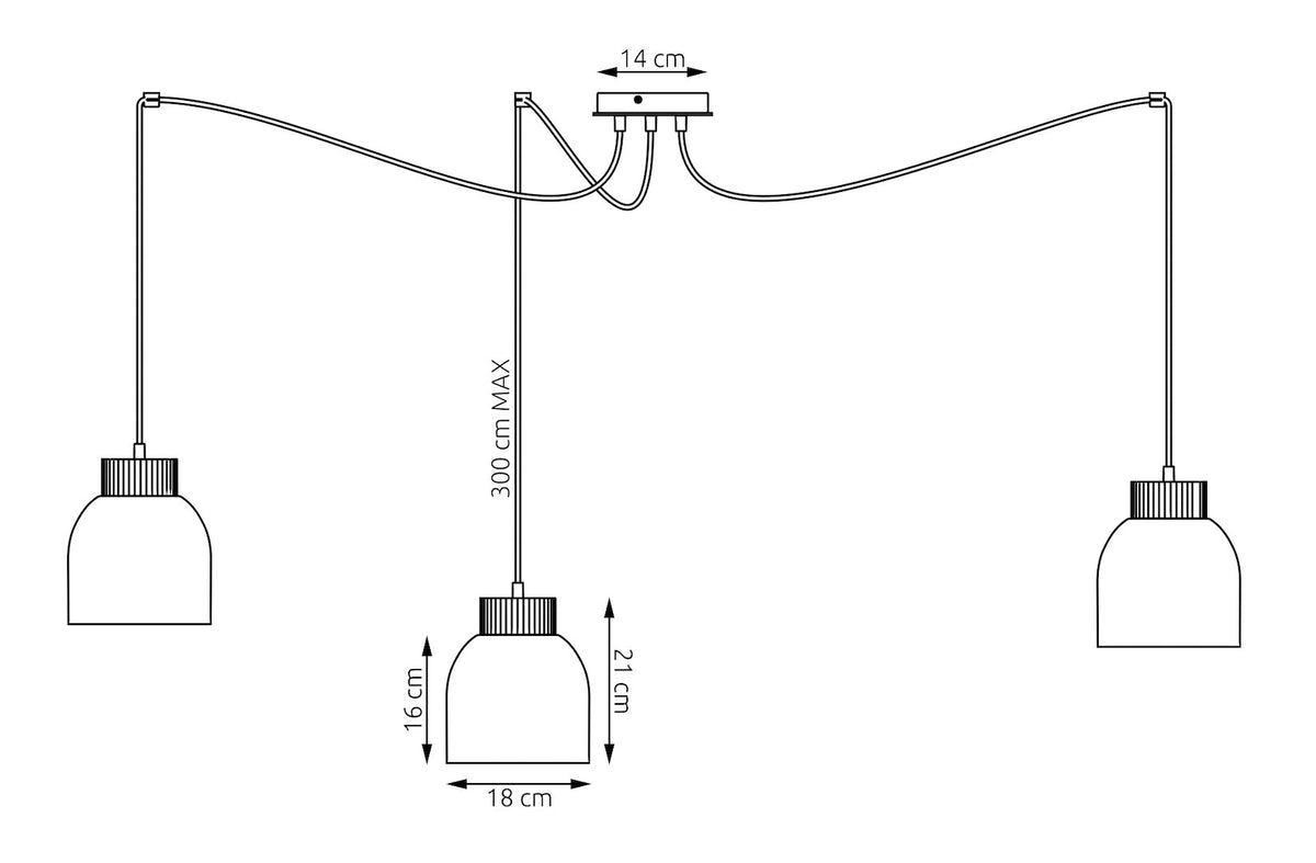 Hanglamp gepoedercoat staal en multiplex Scandinavisch Kru 3 beige, 3 fittingen E27, verstelbaar