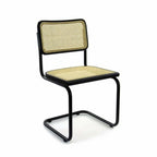 Eetkamerstoelen rotan met stalen frame, model Bas, zwart, 47 x 50 x 85 cm, set van 4 voor de eetkamer
