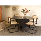 Eetkamerstoelen rotan met stalen frame, model Bas, zwart, 47 x 50 x 85 cm, set van 4 voor de eetkamer