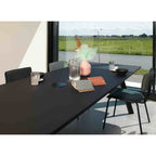 Eetkamerstoel bouclé Bo mosterd, stalen onderstel, H81 × B38 × D38 cm, stapelbaar voor eetkamer