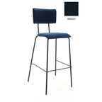 Barkruk hoog Bo fluweel gerecycled indigo blauw met zwart stalen onderstel, H 112 x B 38 x D 38 cm