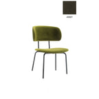 Eetkamerstoel Bo fluweel legergroen met zwarte metalen poten, H 81 x B 52 x D 60 cm